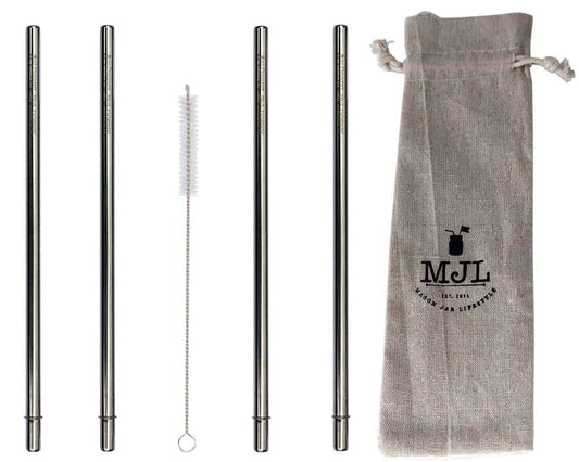 Extra Long Safer Rounded End Stainless Steel Straws for Half Gallon Mason Jars 4 Pack - Concordia Style Boutique