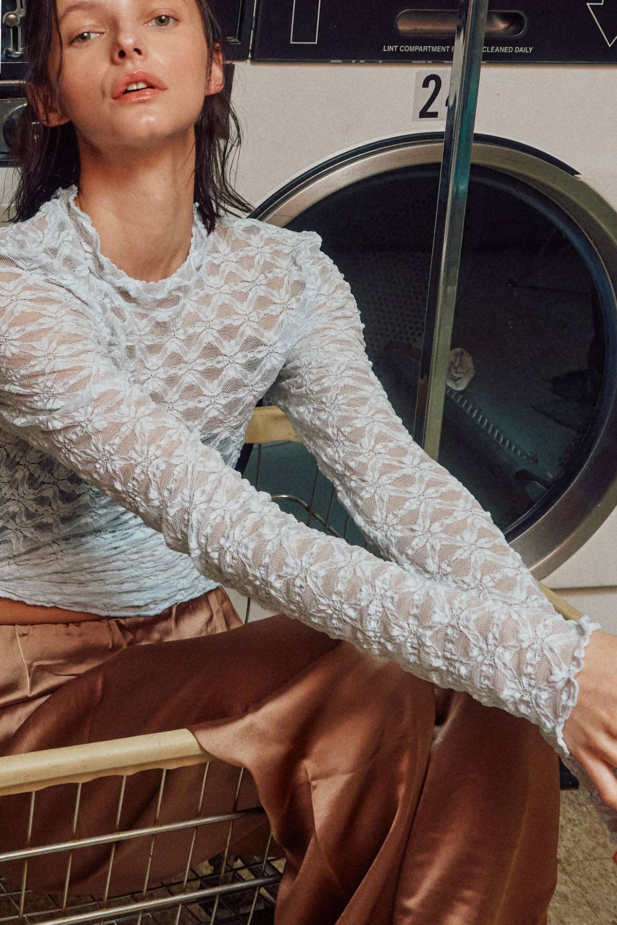 See-through Textured Lace Top