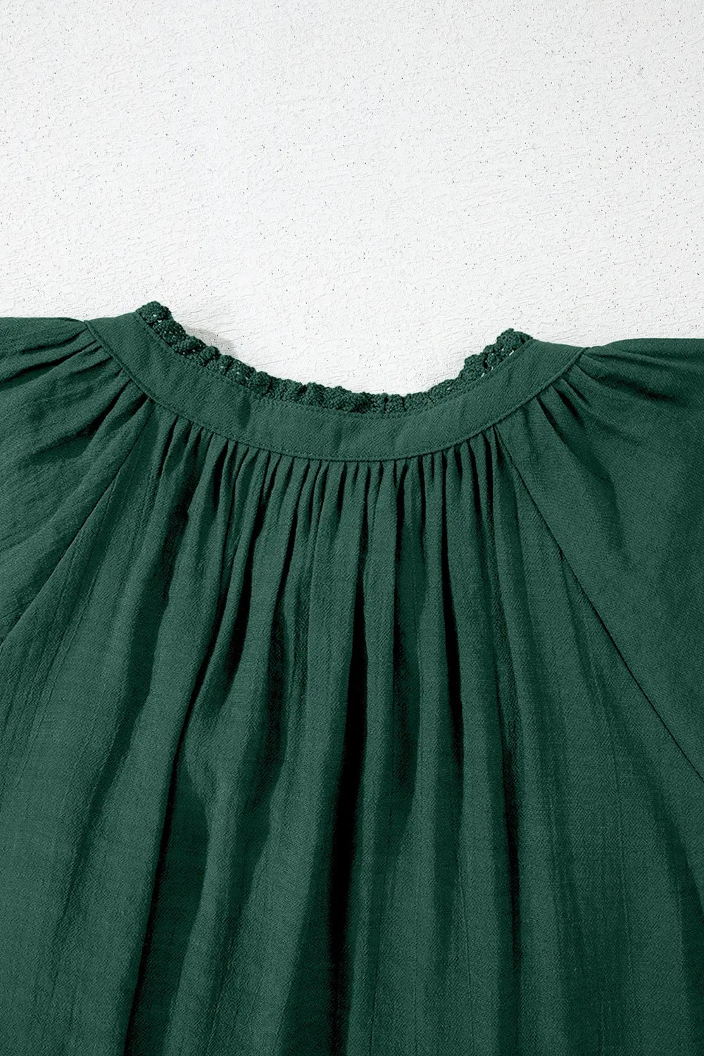 Eyelet Embroidered Sleeve Tie Neck Blouse - Concordia Style Boutique