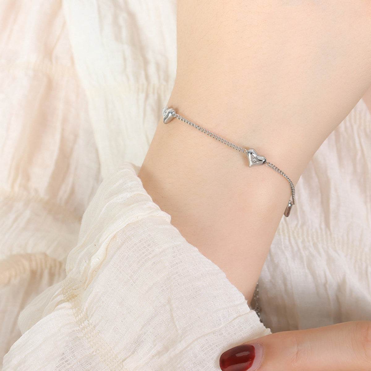Titanium Steel Zircon Heart Bracelet - Concordia Style Boutique