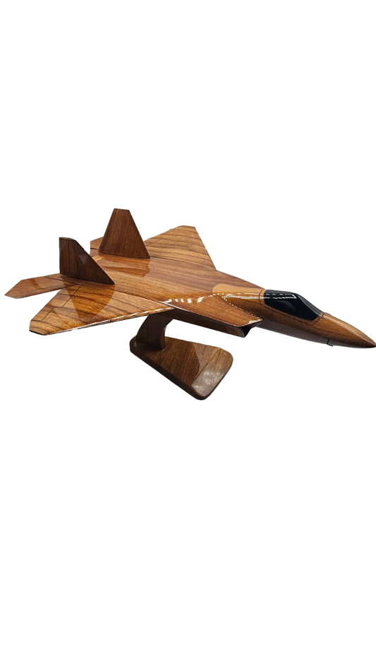 F22 Raptor Mahogany Wood Desktop Airplane Model