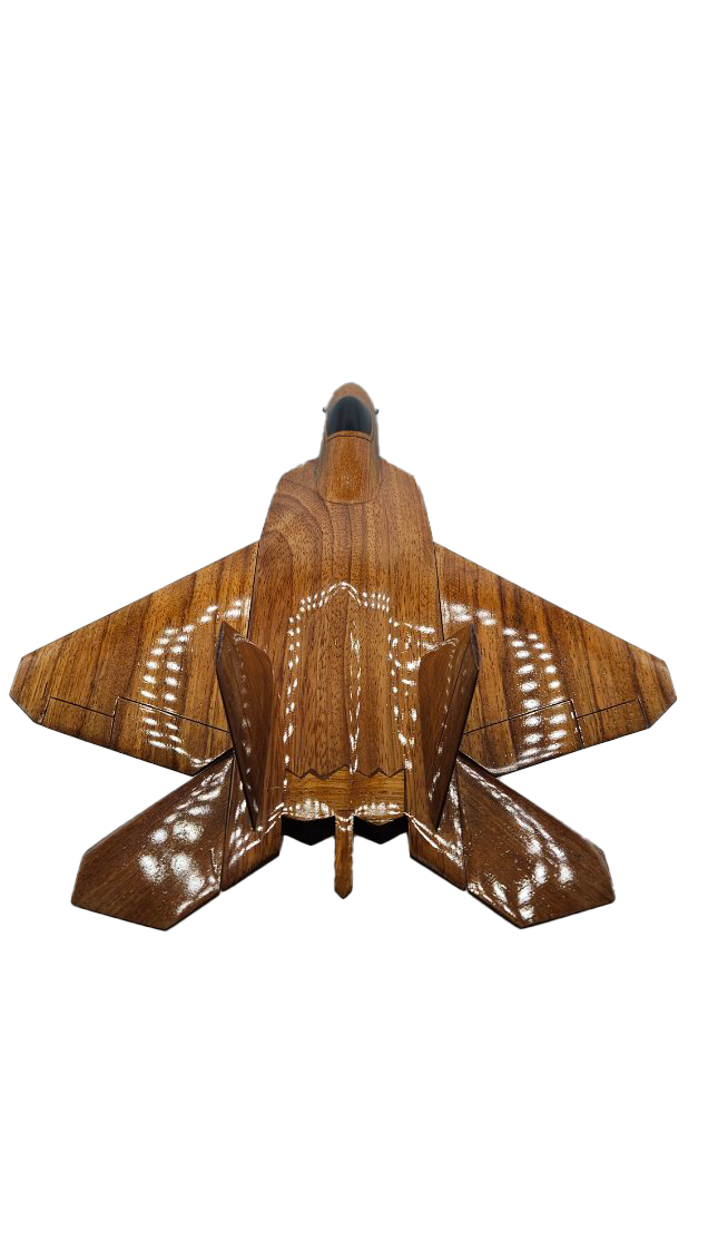 F22 Raptor Mahogany Wood Desktop Airplane Model