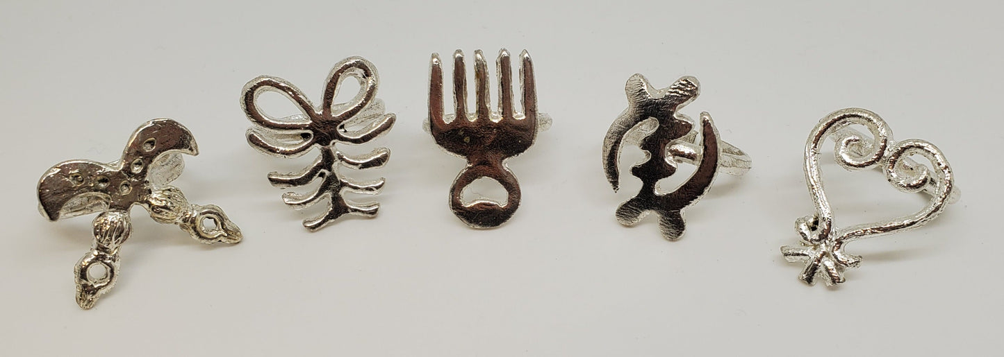 Adinkra Symbol Rings