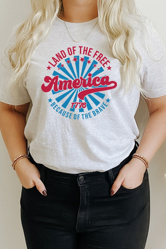 America Land Of The Free Of The Brave Graphic Tee - Concordia Style Boutique