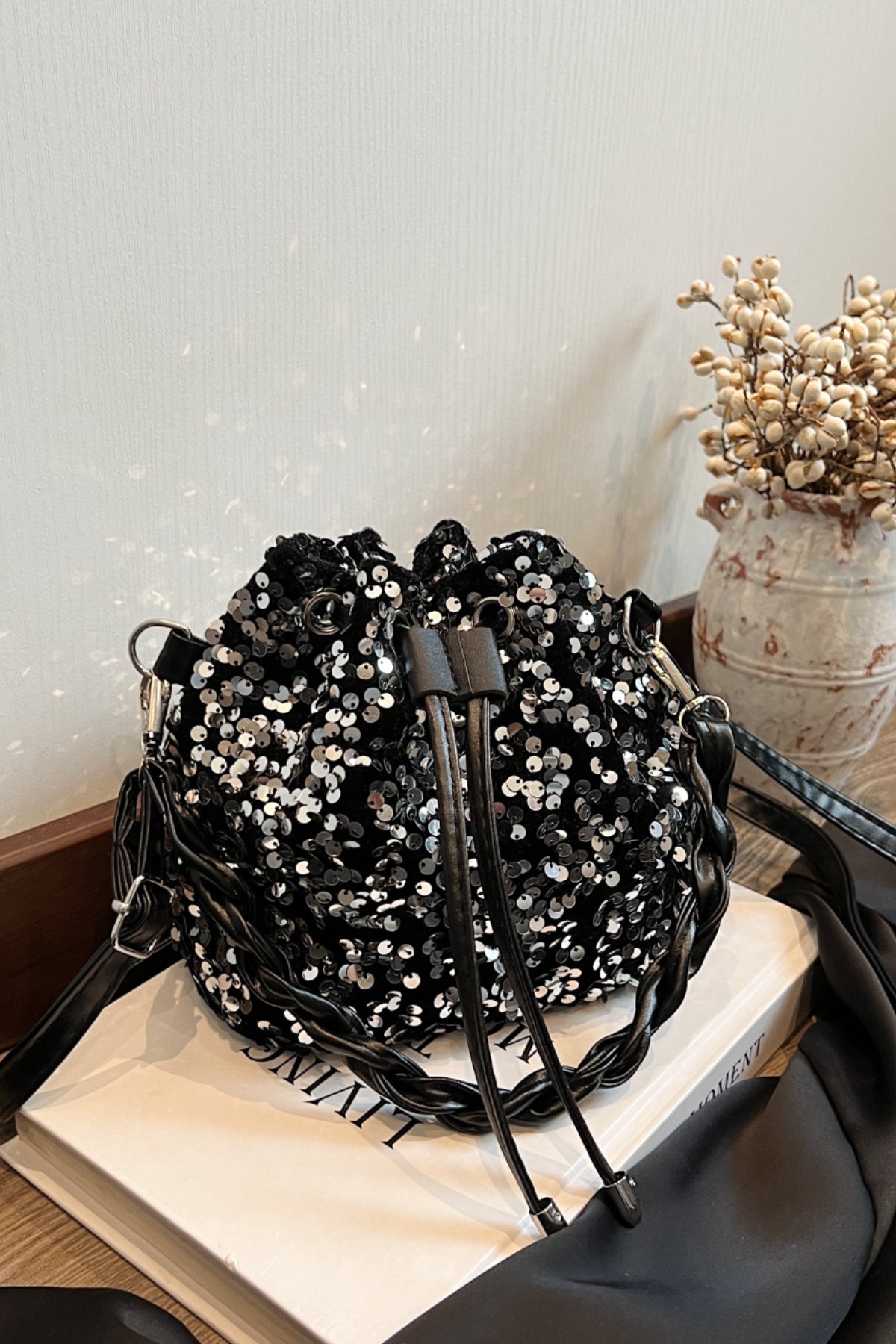 Sequin Drawstring Bucket Bag - Premium Bucket Bag from Concordia Style Boutique - Just $19.34! Shop now at Concordia Style Boutique