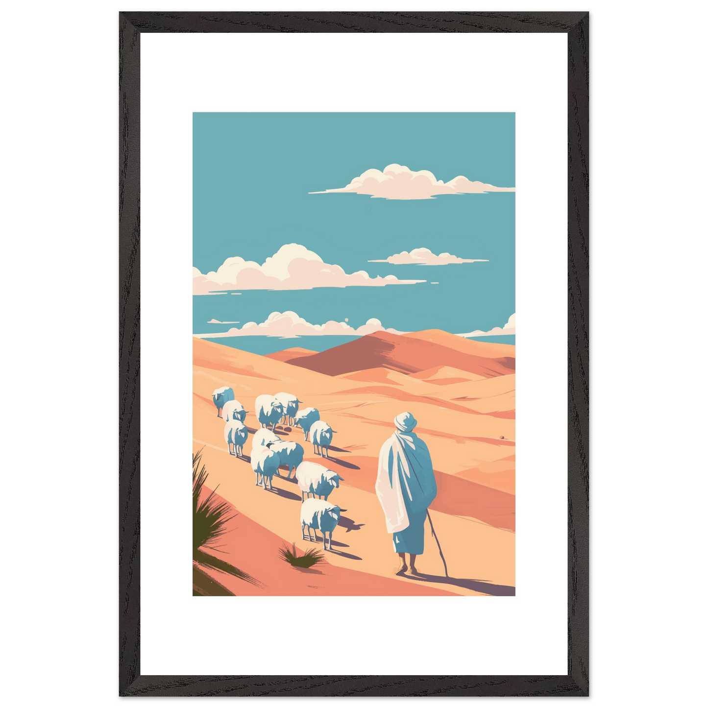Shepherd Beneath the Desert Sky Framed Art