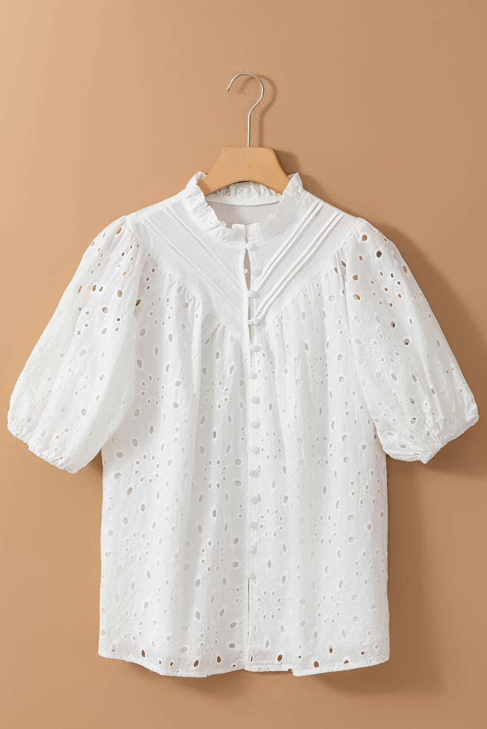 Arielle Embroidered Hollow-out Puff Sleeve Blouse - Concordia Style Boutique