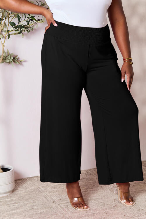 Double Take Full Size Smocked Wide Waistband Wide Leg Pants - Concordia Style Boutique
