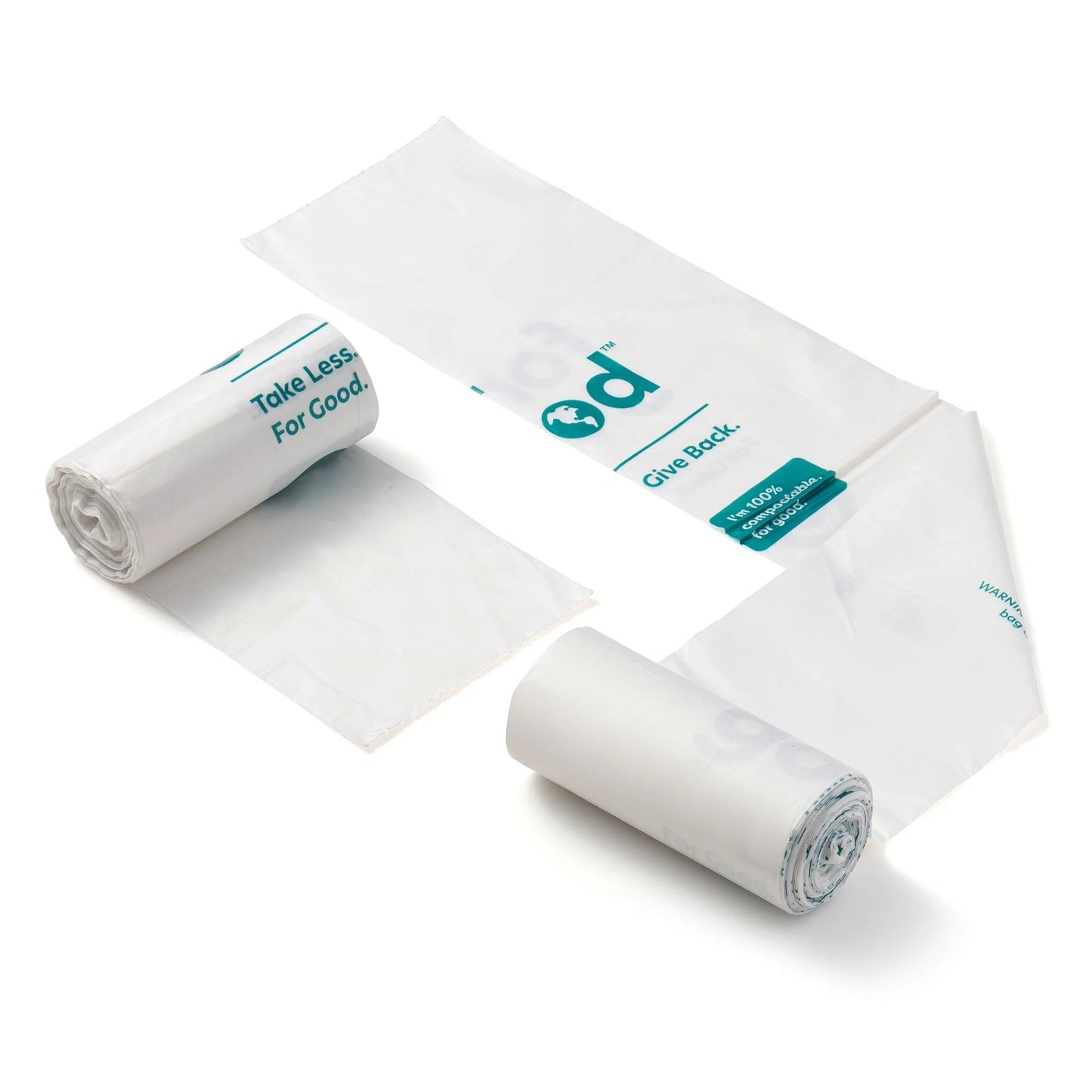 For Good™ Compostable Small Trash Bags – 4 Gallon, Plant-Based, Tear-Resistant – BPI Certified for Home & Office Use (White with Green Text, 25 Count)