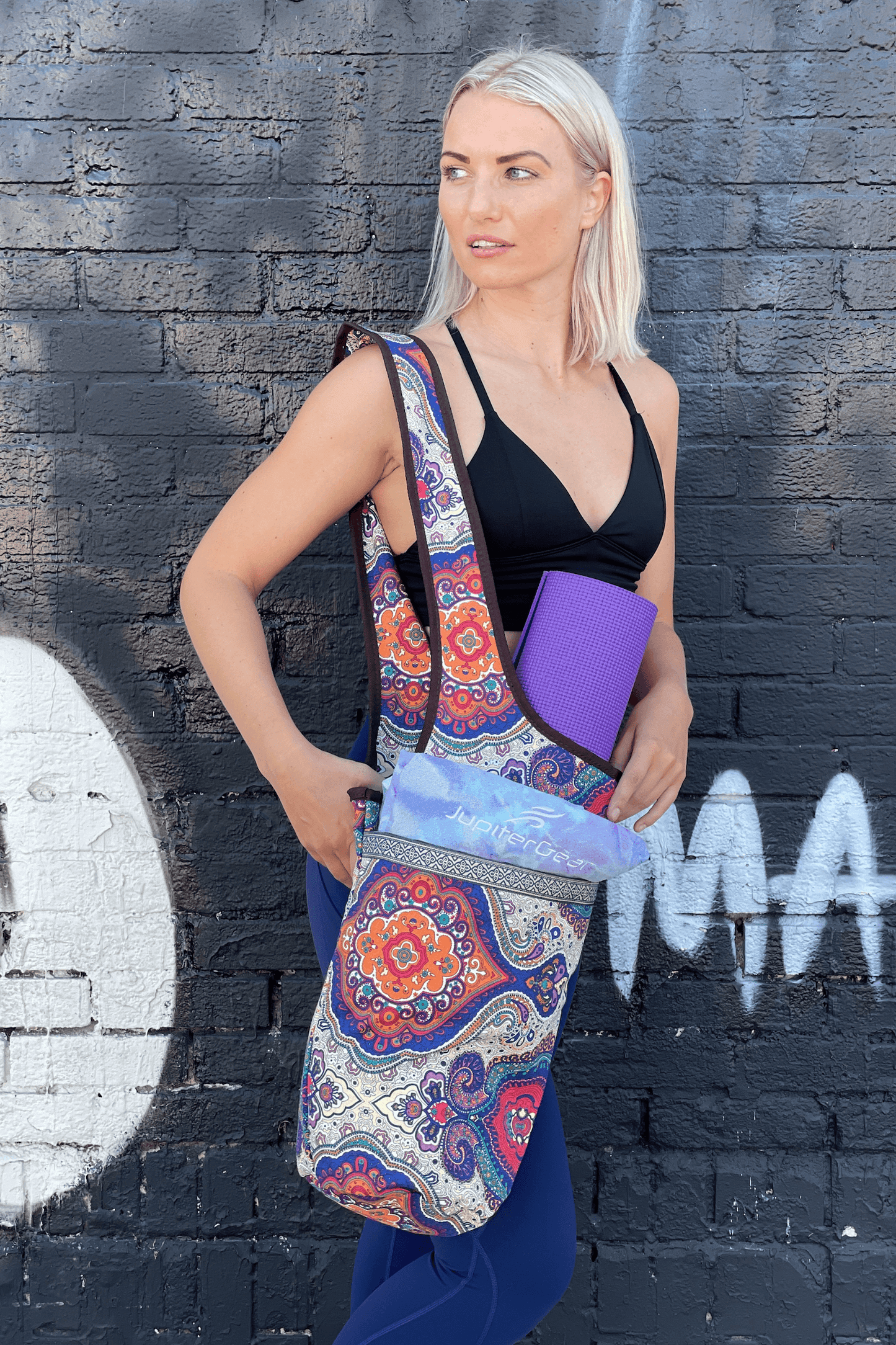 JupiterGear Yoga Mat Carrying Tote Bag with Large Pockets