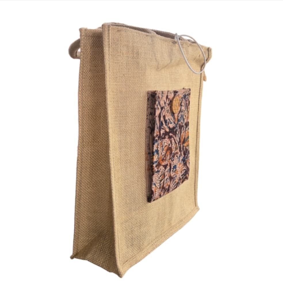 Vintage Style Jute Cotton Pocket Large Tote Shopping BAG Custom made