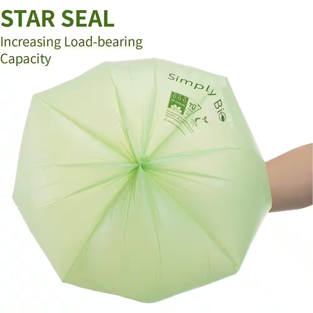 SUPERBIO Compostable Trash Bags – 13 Gallon (22.8" x 36.6"), 50 Bags per Roll