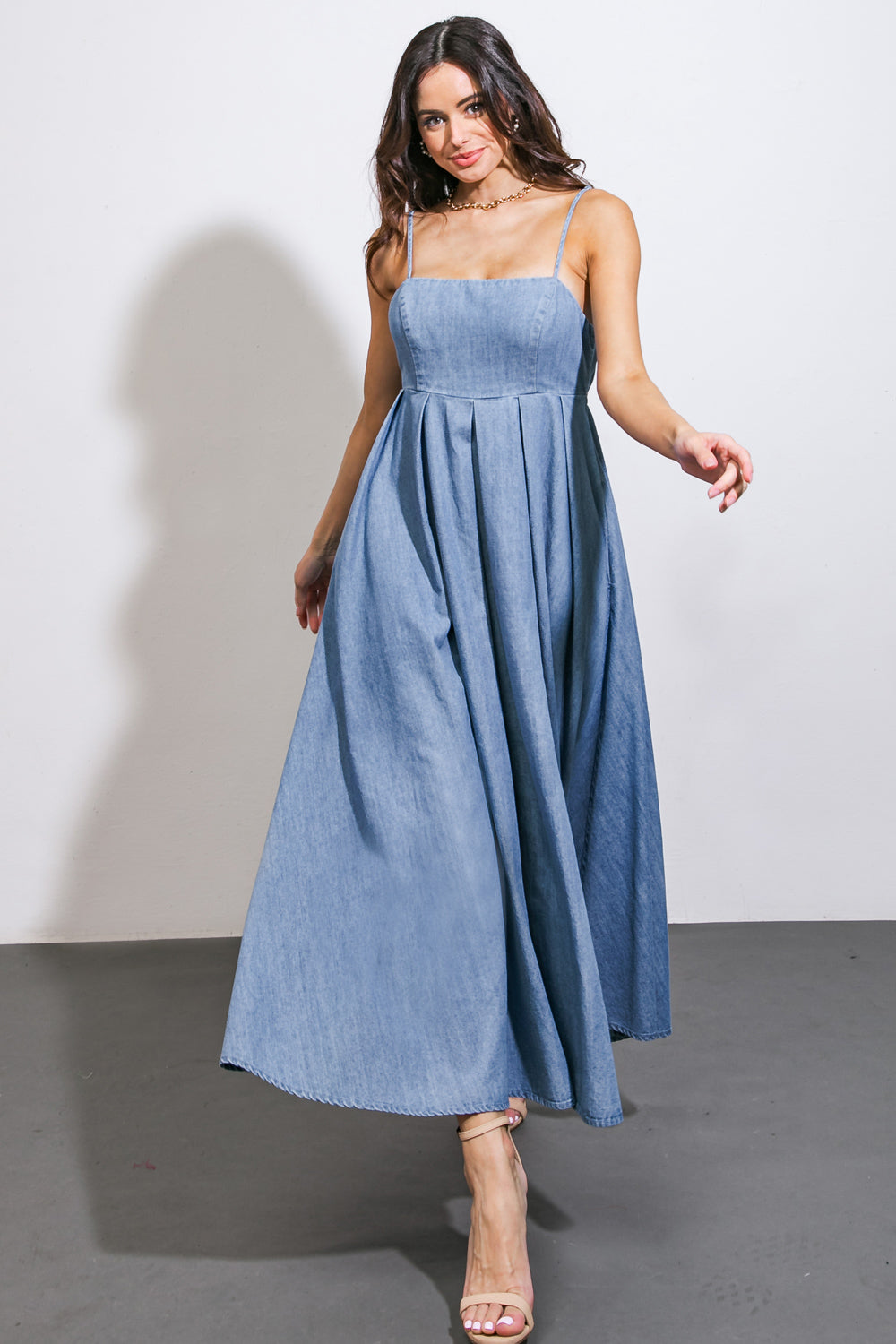 CAPTIVATING HEART DENIM MIDI DRESS - Concordia Style Boutique