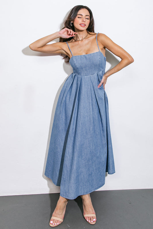 CAPTIVATING HEART DENIM MIDI DRESS - Concordia Style Boutique