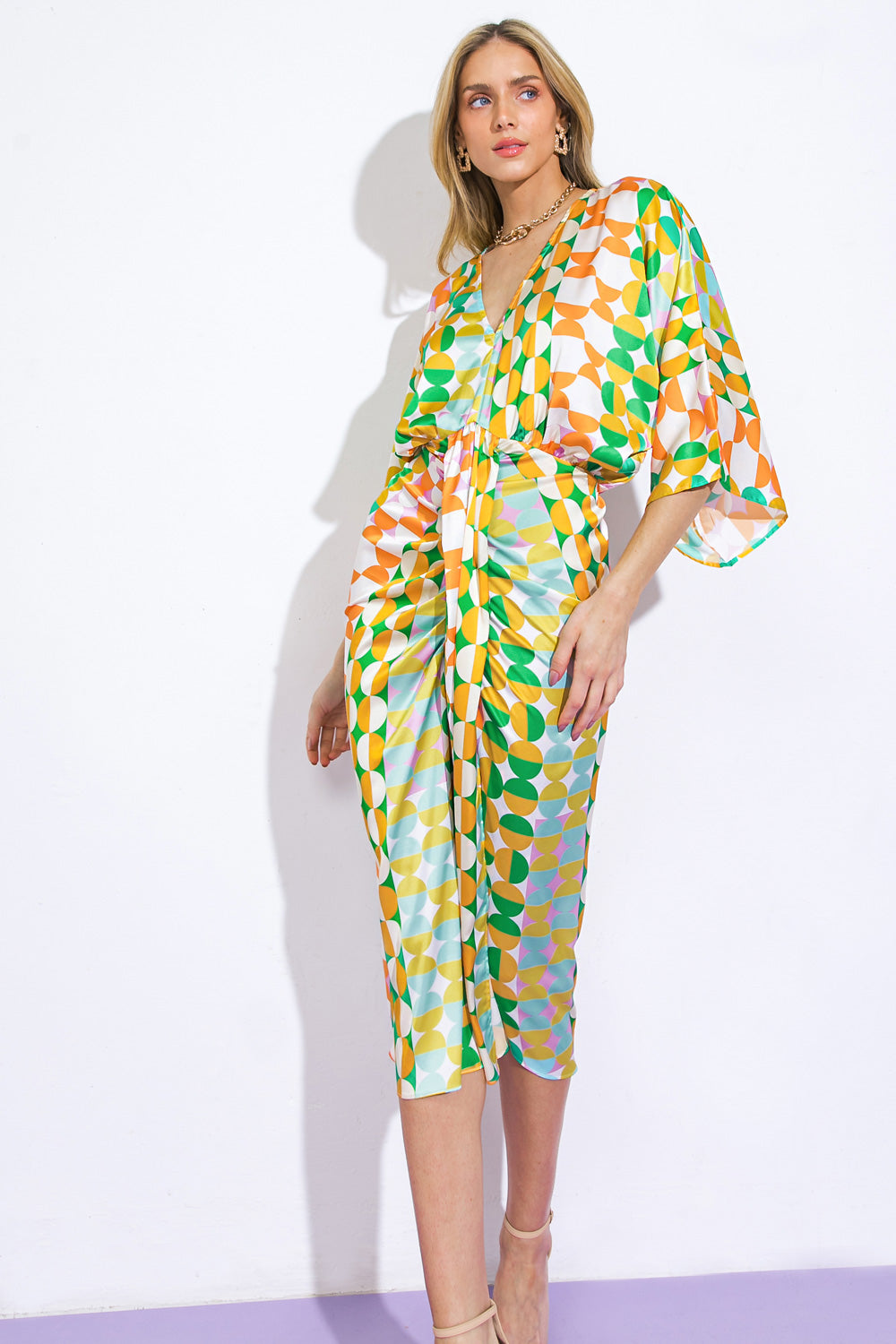 BEST IMPRESSIONS WOVEN SATIN MIDI DRESS - Concordia Style Boutique