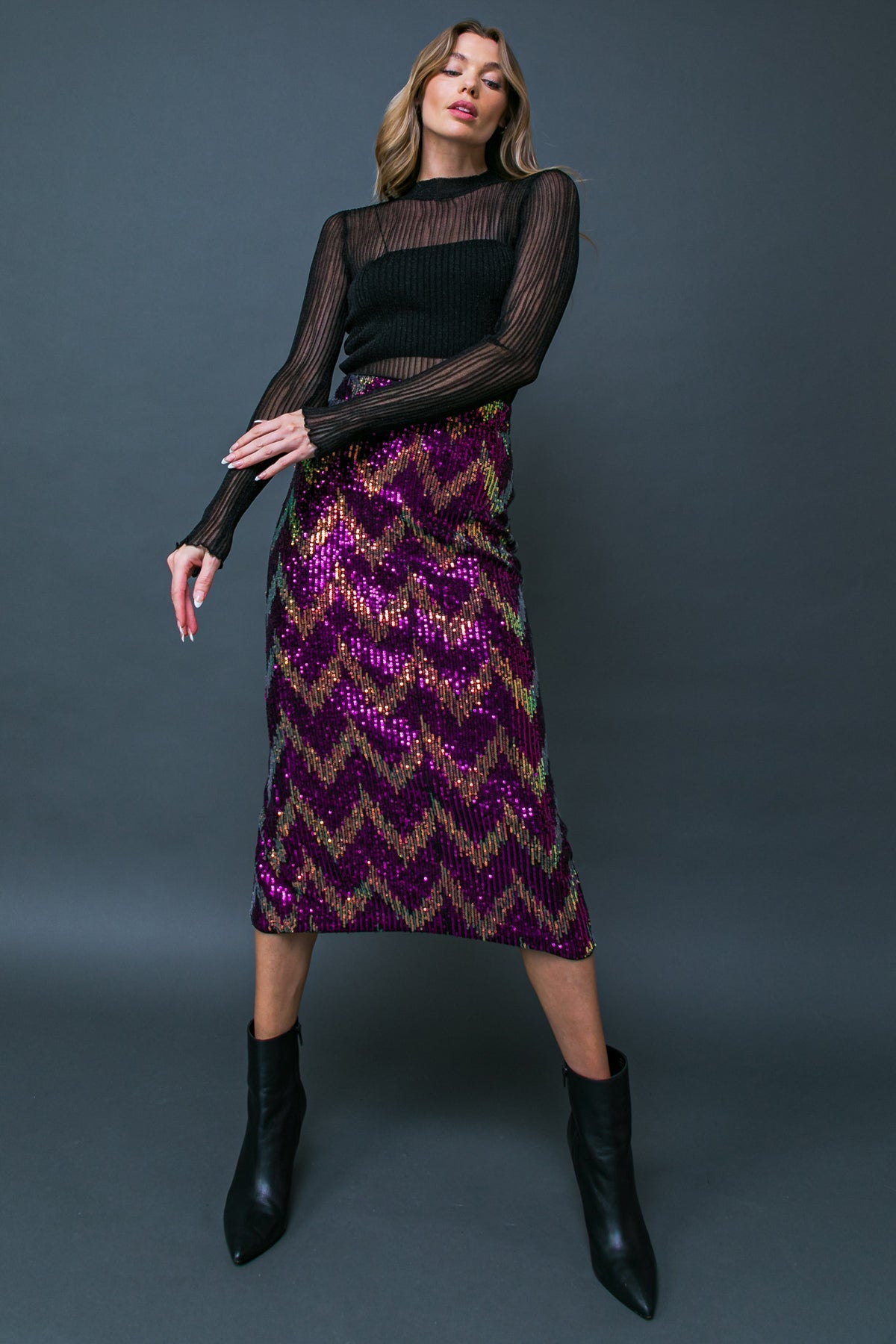 BE HAPPY FRIEND SEQUIN MIDI SKIRT - Concordia Style Boutique