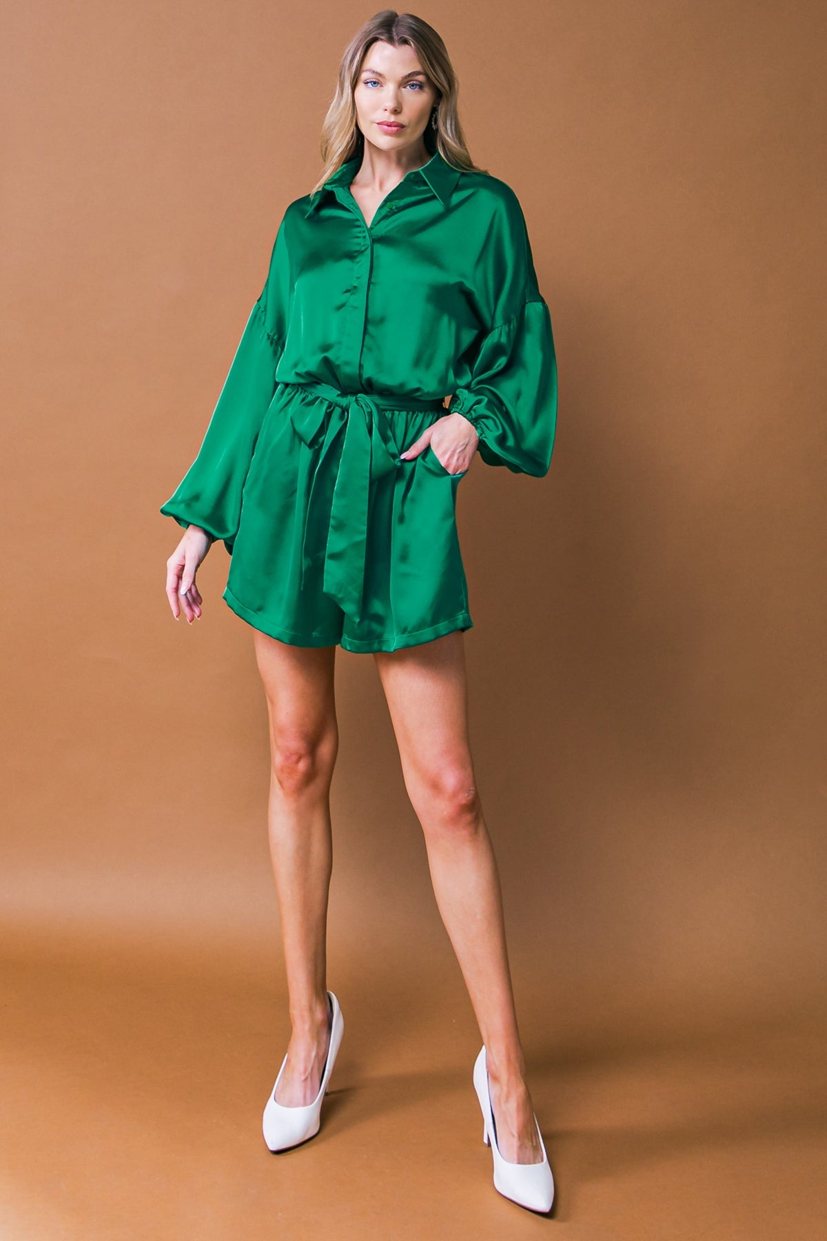 CELEBRATION TIME WOVEN SATIN ROMPER - Concordia Style Boutique