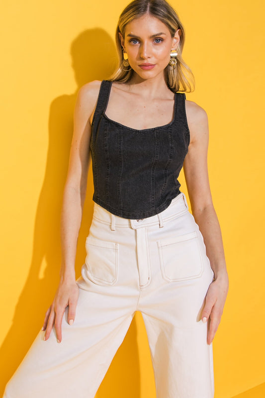 ALL AHEAD DENIM CROP TOP - Concordia Style Boutique
