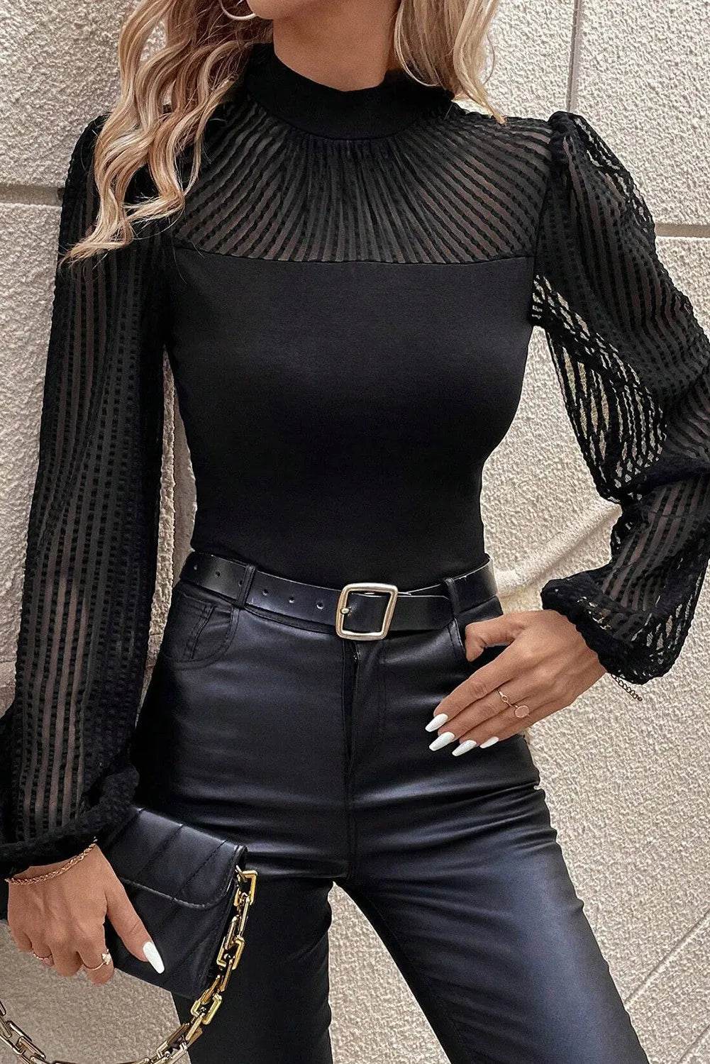 Mock Neck Long Sleeve Blouse - Concordia Style Boutique