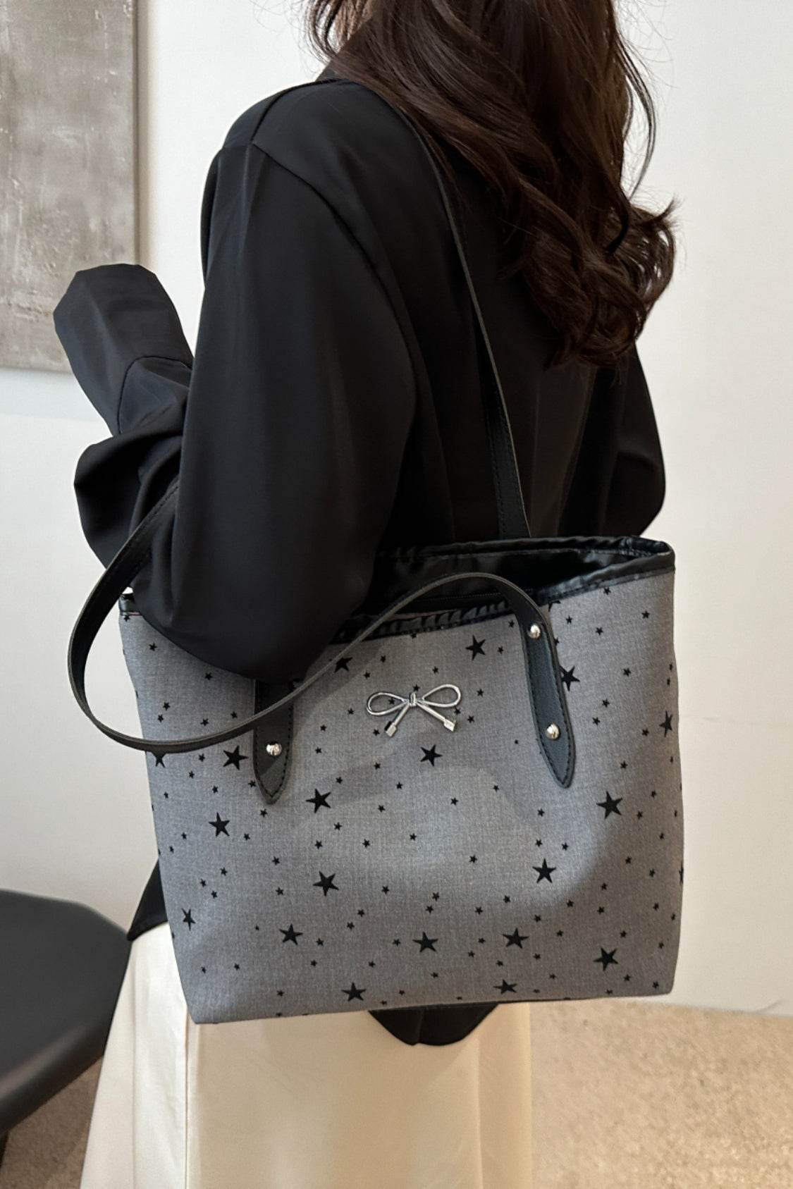 Bow Trim Polyester Tote Bag - Concordia Style Boutique