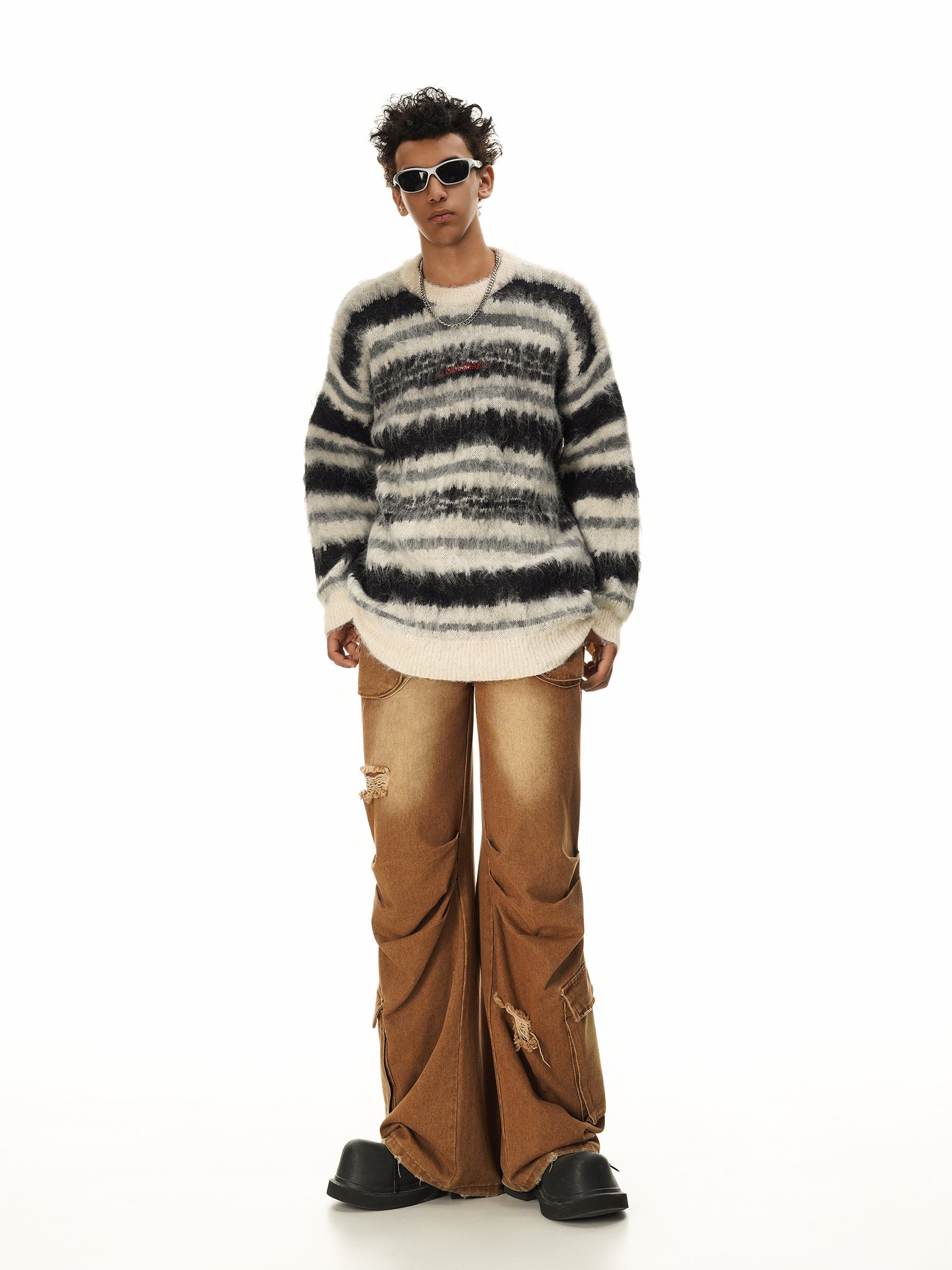 Cream and Black Striped Knit Sweater - Concordia Style Boutique