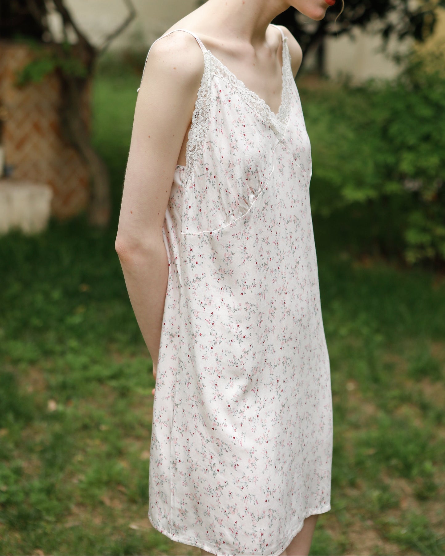 Fresh Floral Nightgown Pajama Dress / Pink Floral