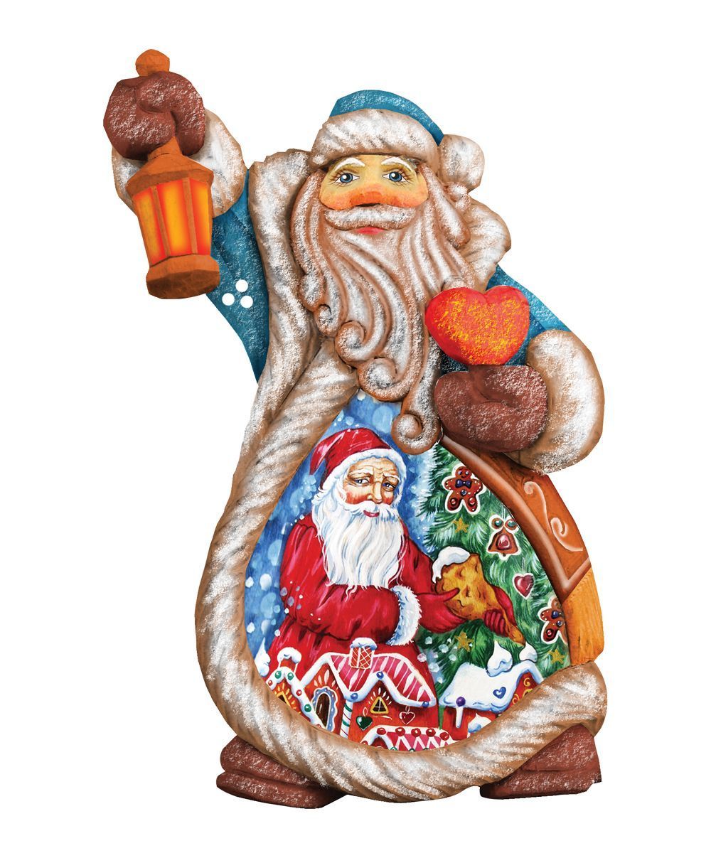 Santa Gingerbread Sculpted Hand-Painted Christmas Figurine by G. DeBrekht - Christmas Santa Snowman Decor - 661211