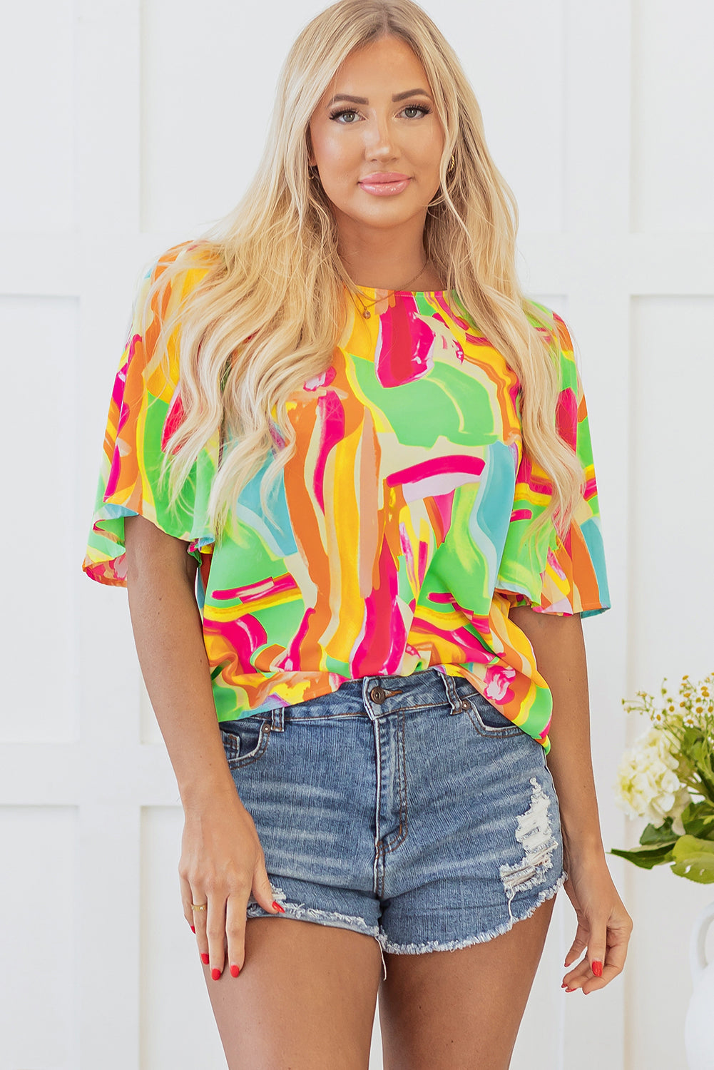 Angel Abstract Half Sleeve Blouse - Concordia Style Boutique