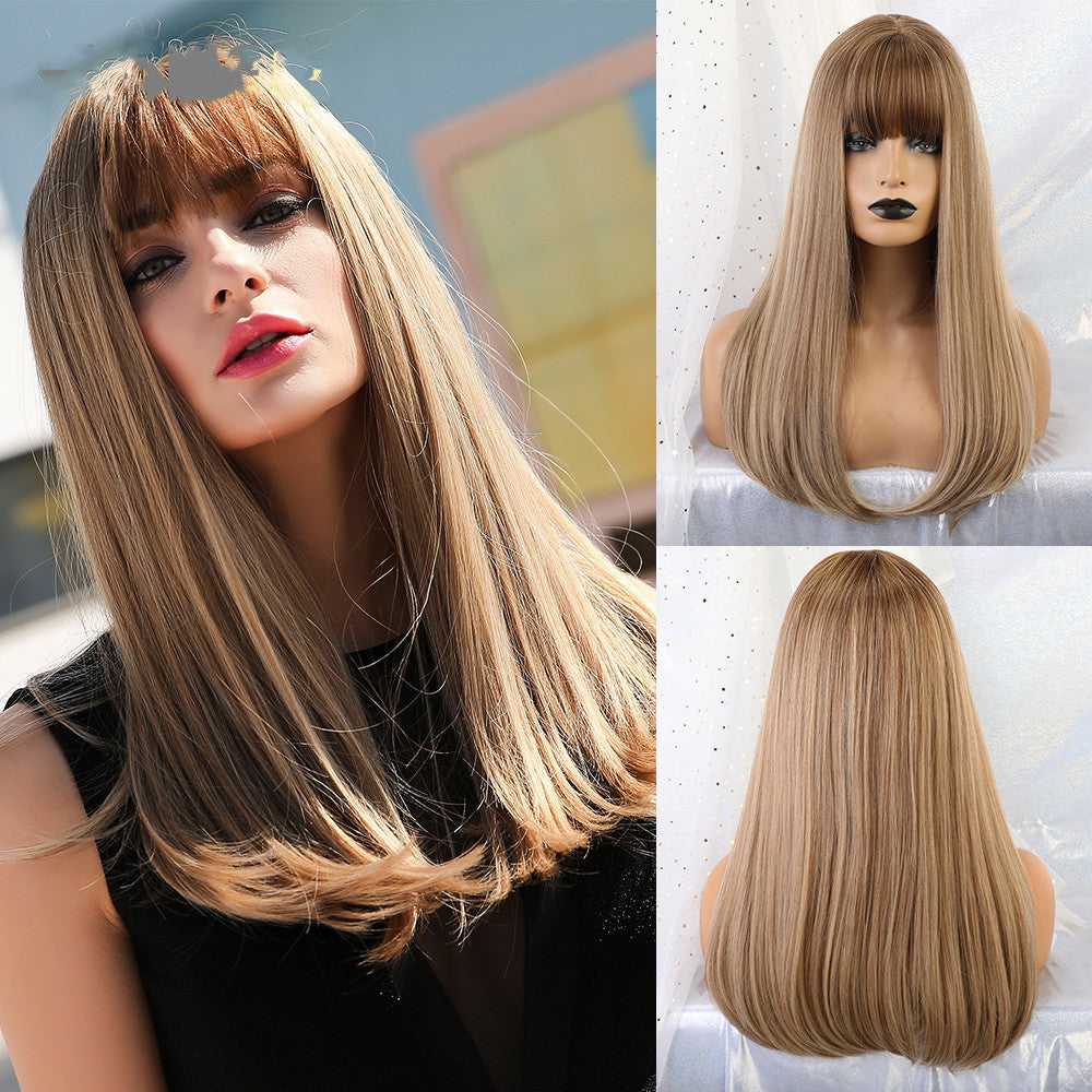 Gradient Golden Figure Bangs Long Straight Hair - Premium wig from Concordia Style Boutique - Just $18.97! Shop now at Concordia Style Boutique