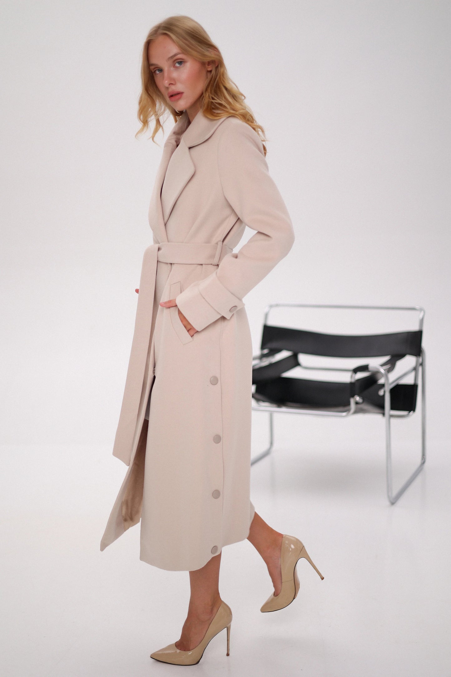 Camille Cashmere Blend Coat in Beige