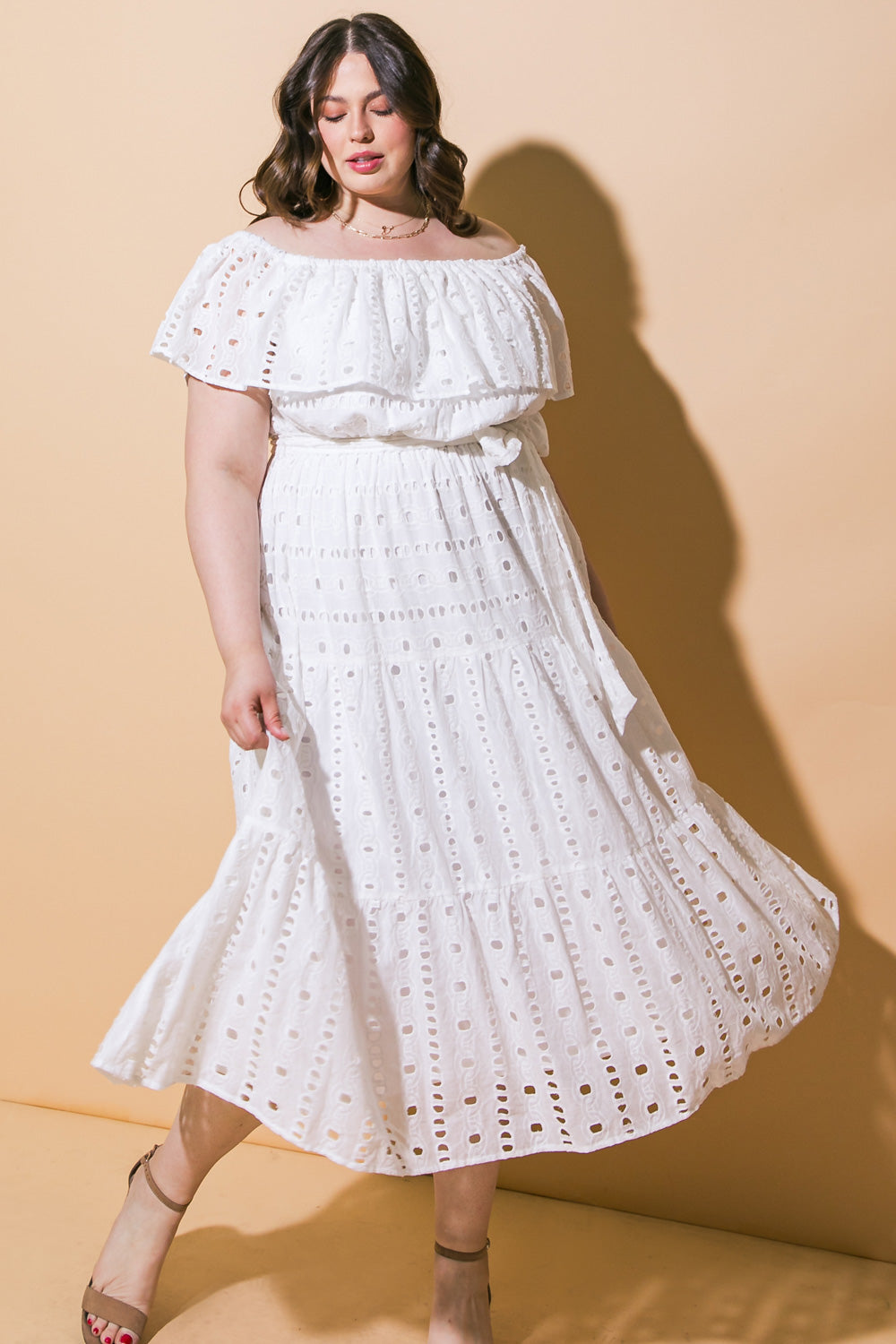 CATCHING MY BREATH EYELET MIDI DRESS - Concordia Style Boutique