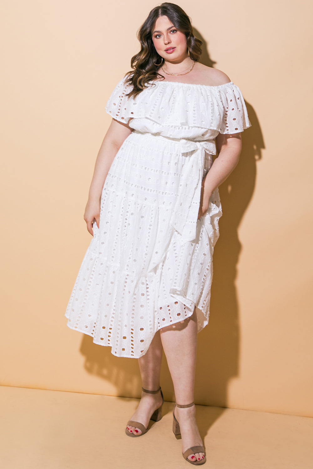 CATCHING MY BREATH EYELET MIDI DRESS - Concordia Style Boutique
