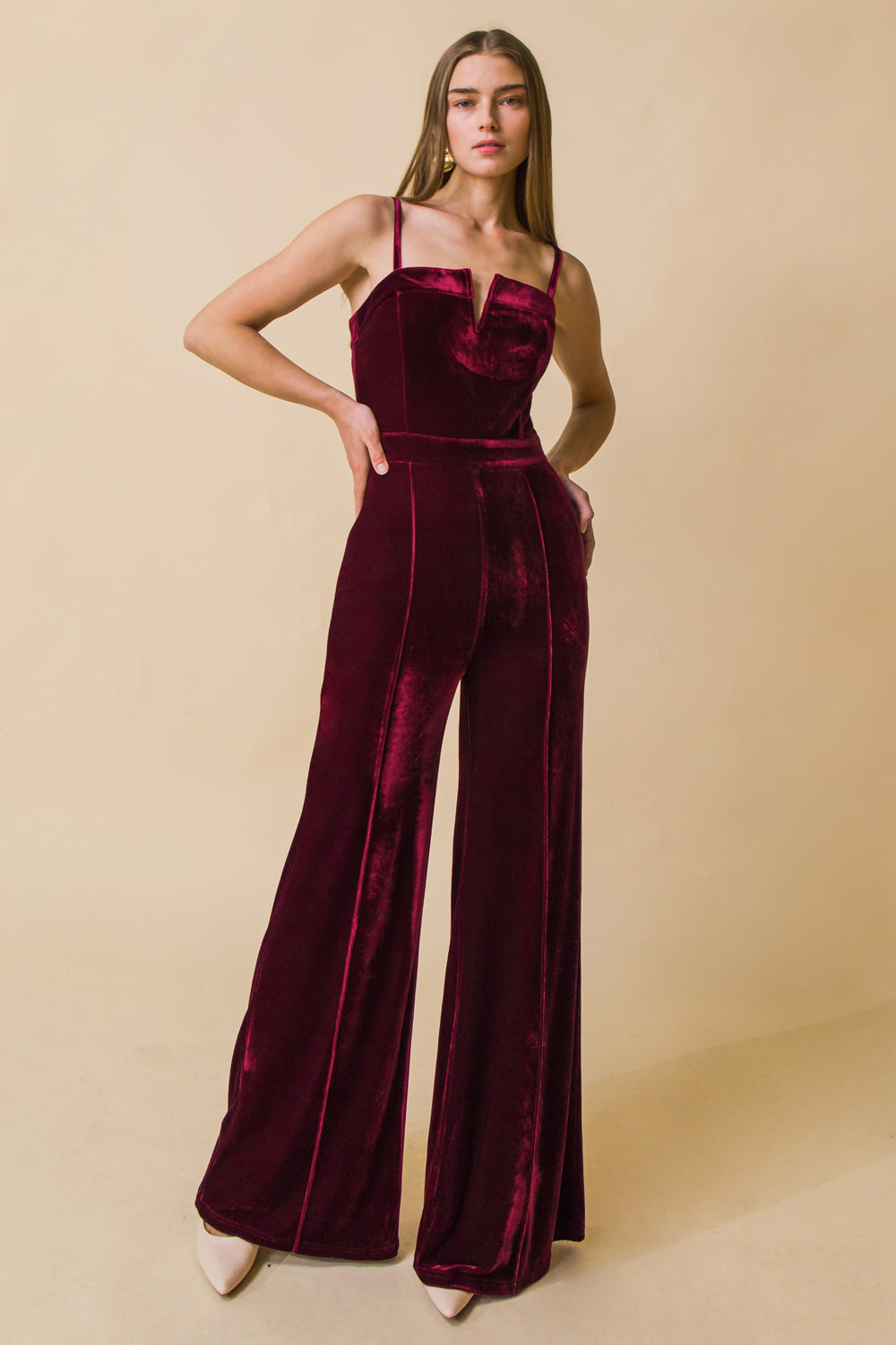 BLOW A KISS VELVET JUMPSUIT - Concordia Style Boutique