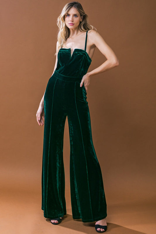 BLOW A KISS VELVET JUMPSUIT - Concordia Style Boutique