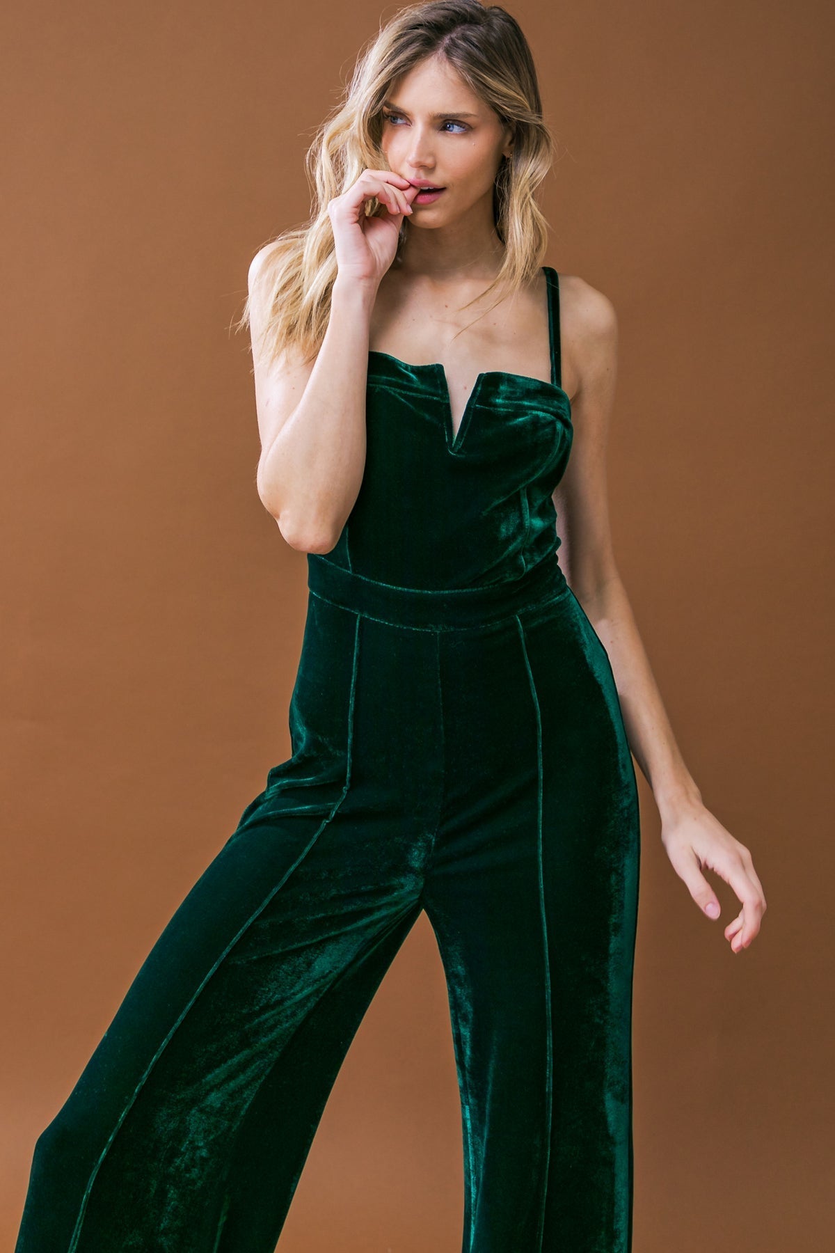 BLOW A KISS VELVET JUMPSUIT - Concordia Style Boutique