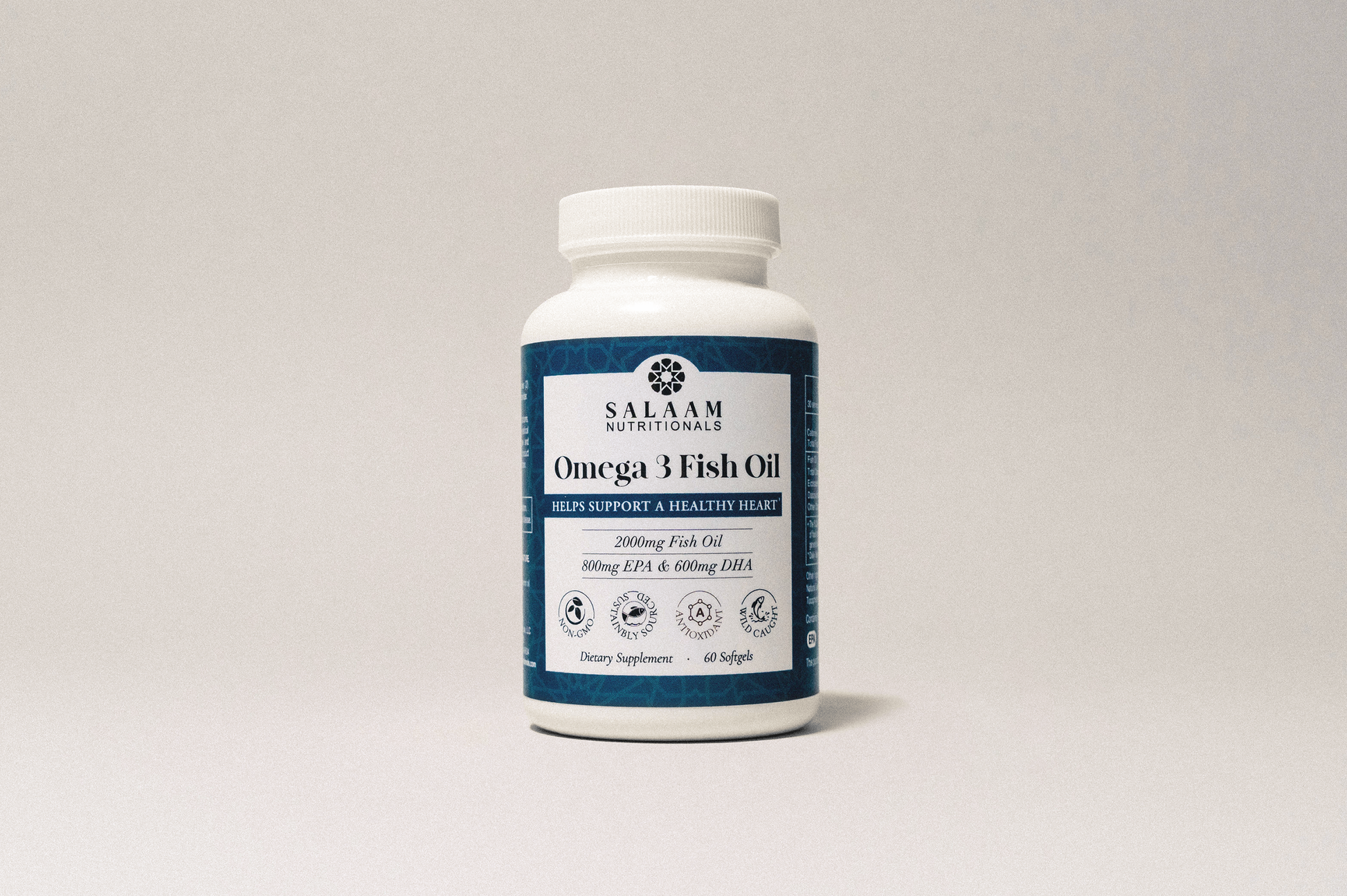Halal Fish Oil 2000mg Omega-3 Soft Gels with EPA & DHA - 60 Count | Salaam Nutritionals - Concordia Style Boutique