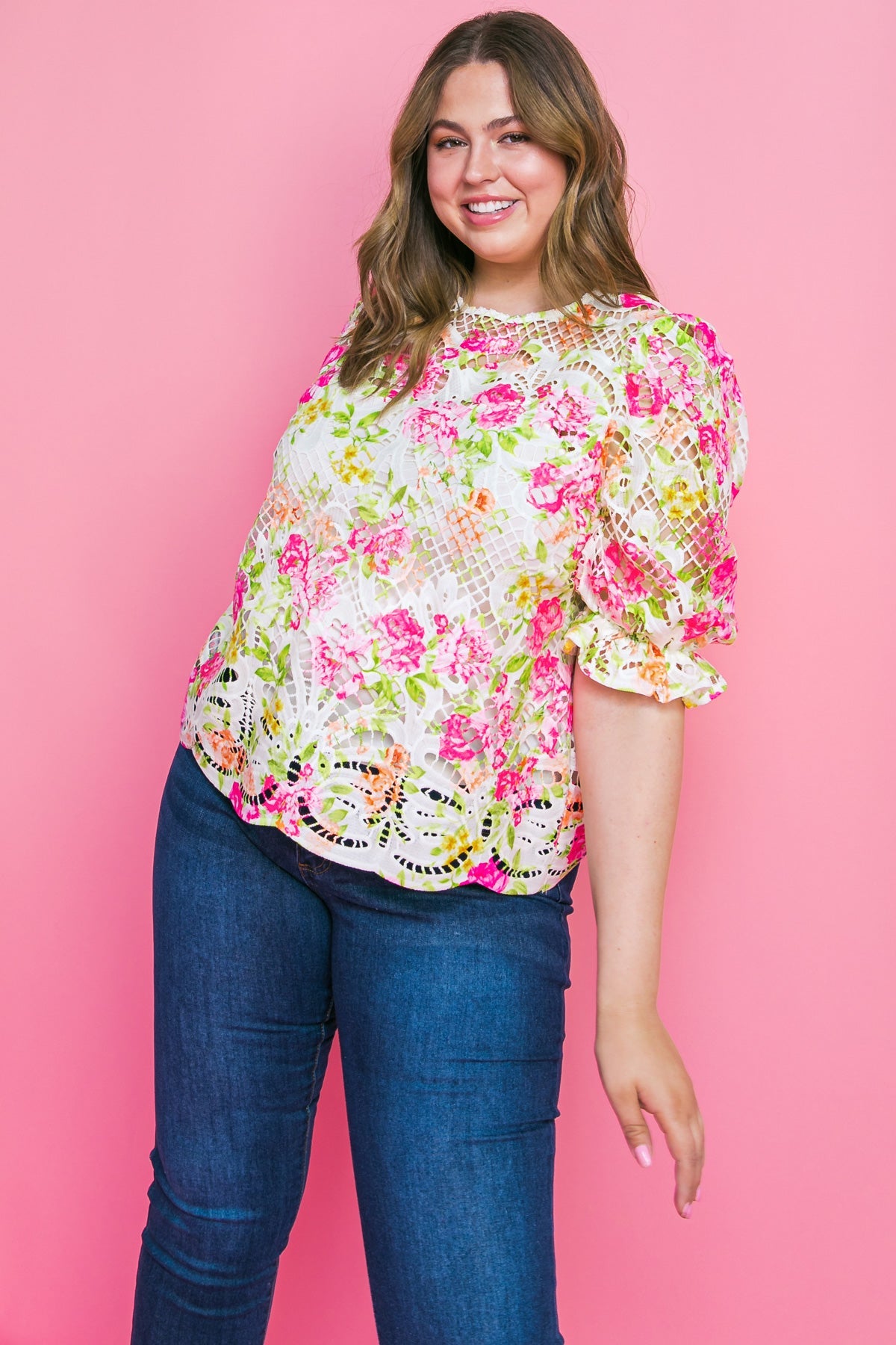 BLISS ME FLORAL WOVEN LACE TOP - Concordia Style Boutique