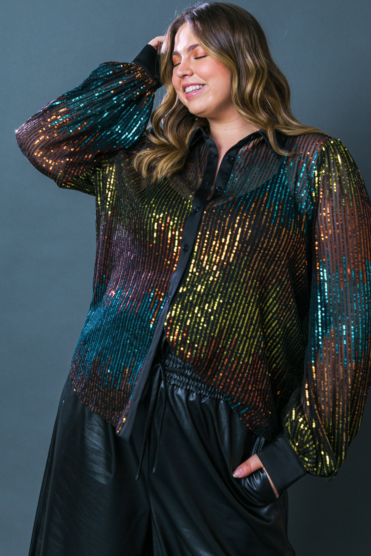 CAUSE A COMMOTION SEQUIN BLOUSE - Concordia Style Boutique