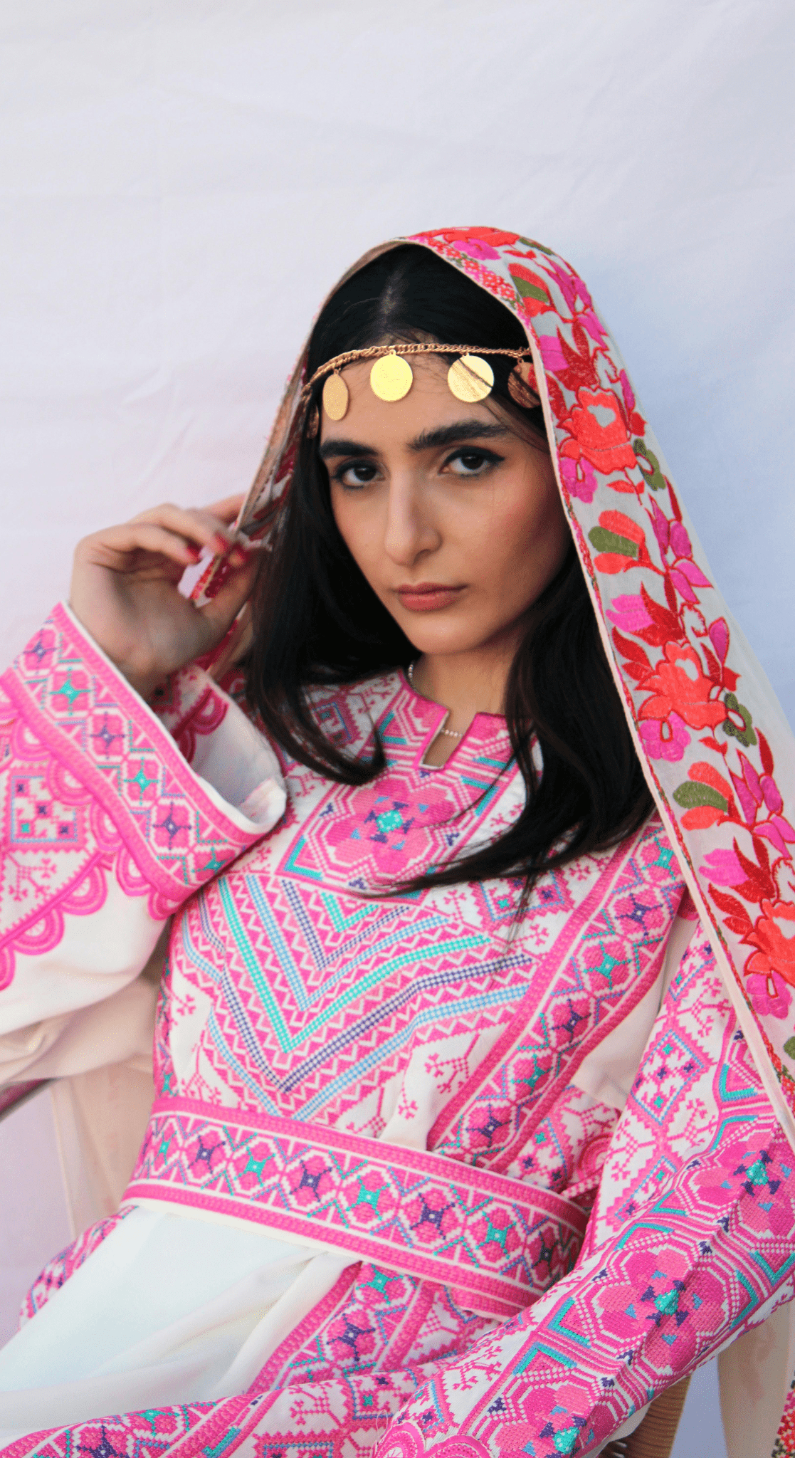 Floral Machine Embroidered Shawl