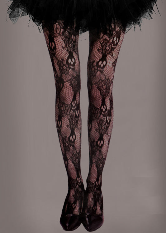 Floral Skull Fishnet Tights - Concordia Style Boutique