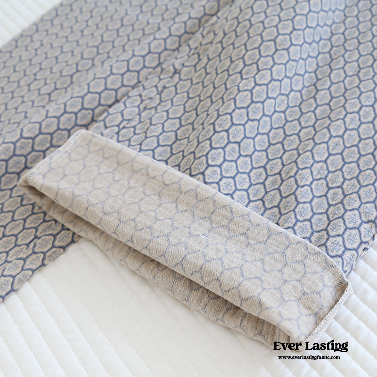 Floral V Tank and Long Pants with Cardigan Cotton Pajama Set / Blue