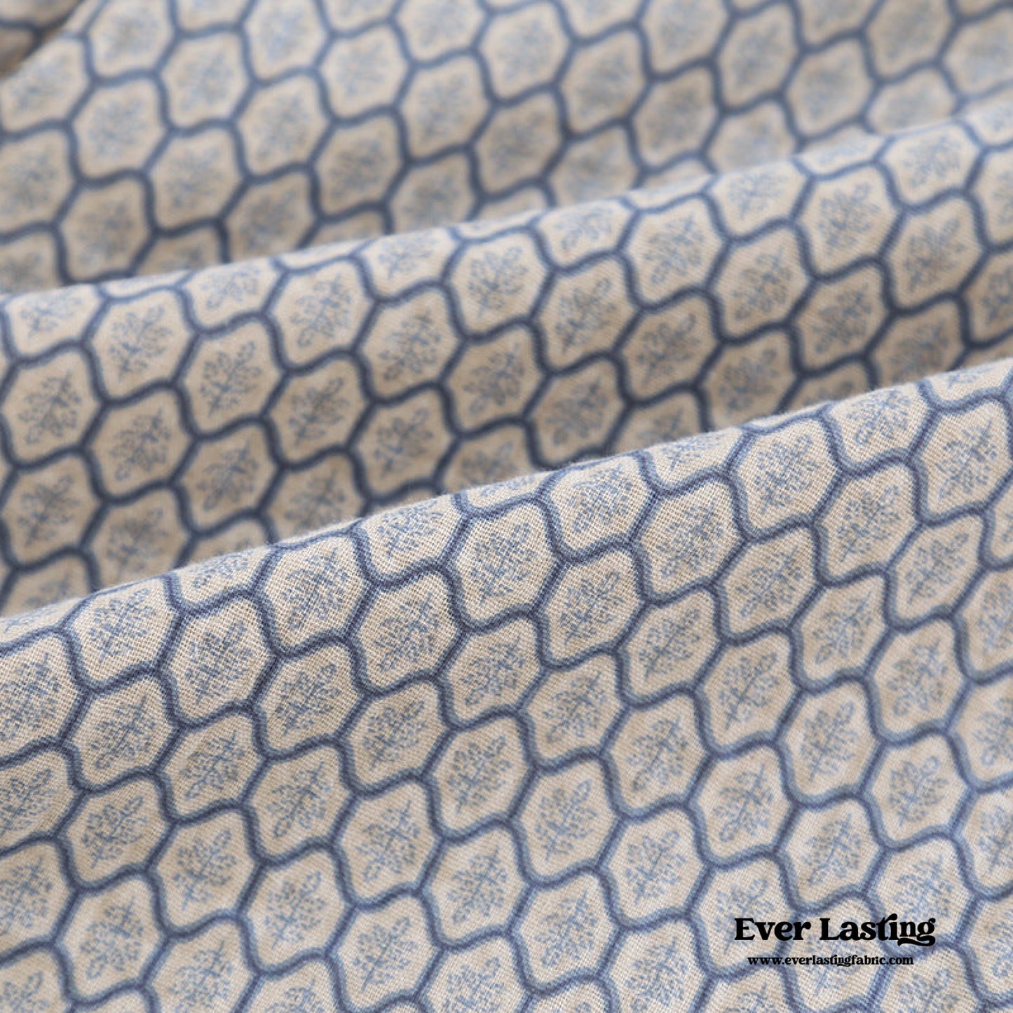 Floral V Tank and Long Pants with Cardigan Cotton Pajama Set / Blue