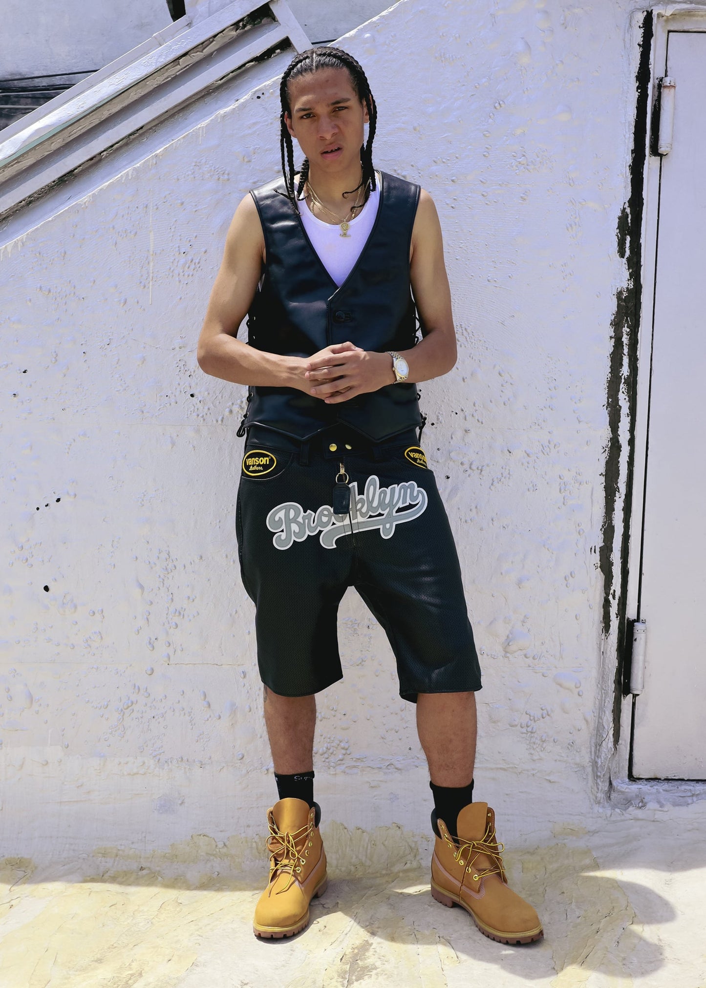 FLY GEENIUS X VANSON | LEATHER SHORTS | BROOKLYN - BLACK