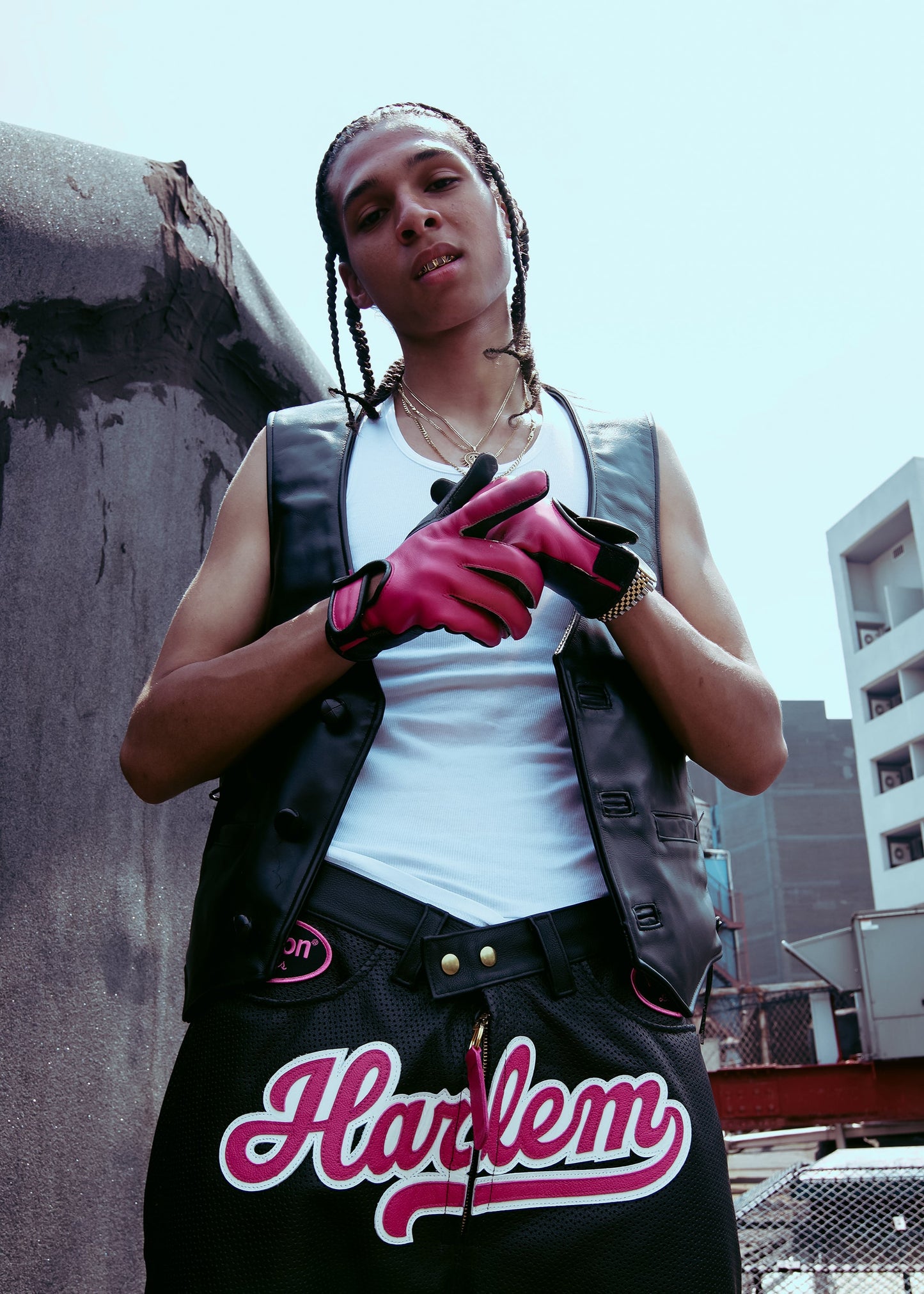 FLY GEENIUS X VANSON | LEATHER SHORTS | HARLEM - BLACK/FUCHSIA