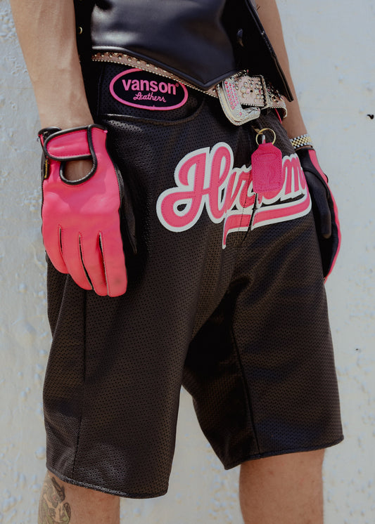 FLY GEENIUS X VANSON | LEATHER SHORTS | HARLEM - BLACK/FUCHSIA