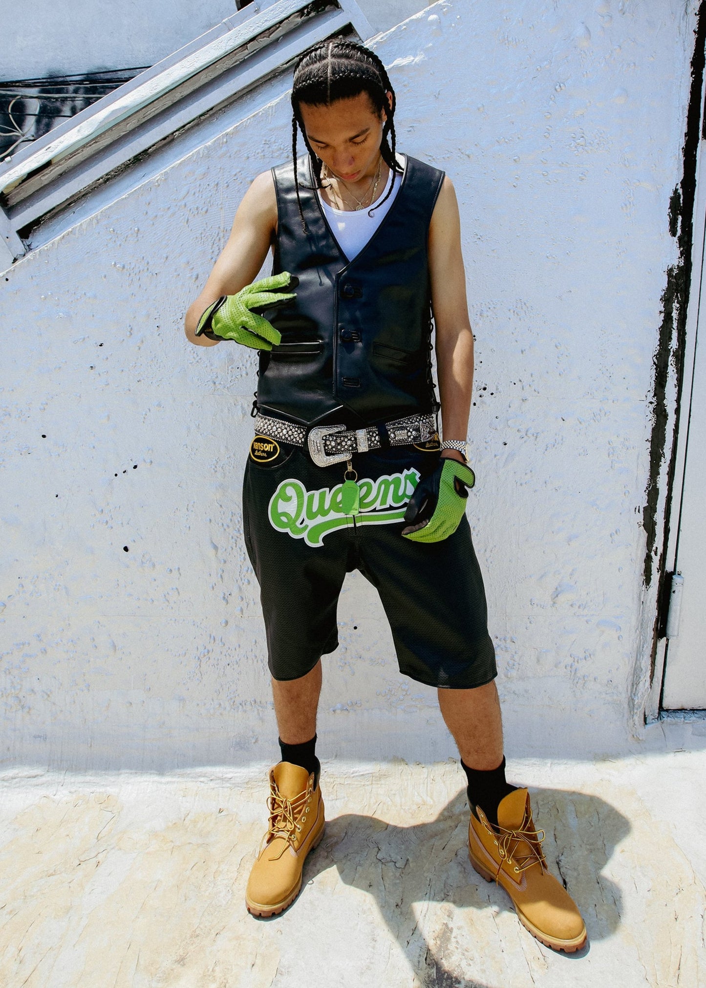 FLY GEENIUS X VANSON | LEATHER SHORTS | QUEENS - BLACK