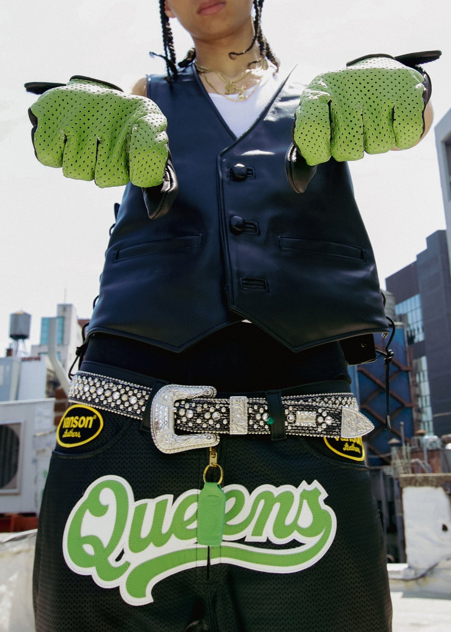 FLY GEENIUS X VANSON | LEATHER SHORTS | QUEENS - BLACK