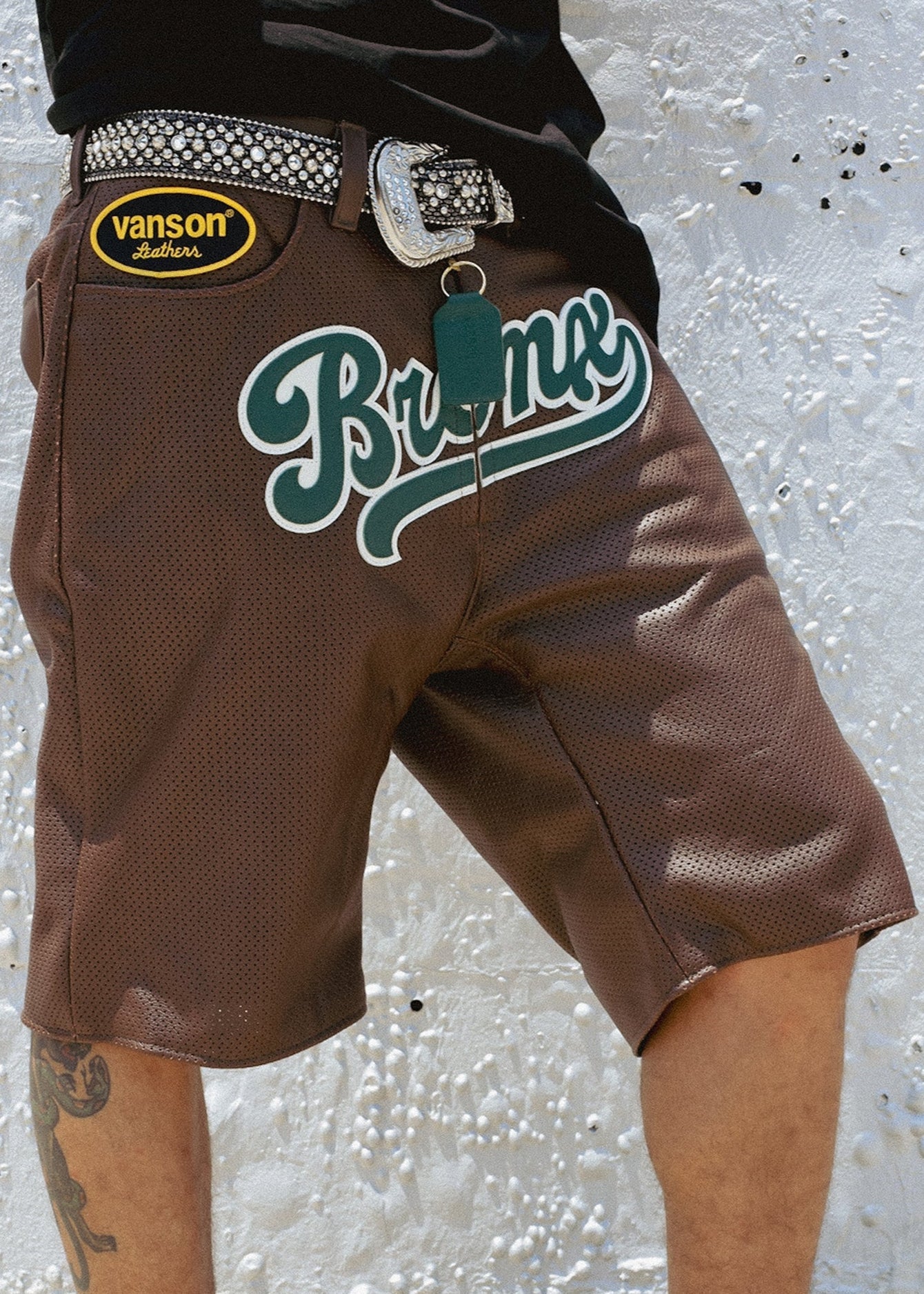 FLY GEENIUS X VANSON | LEATHER SHORTS | BRONX - BROWN