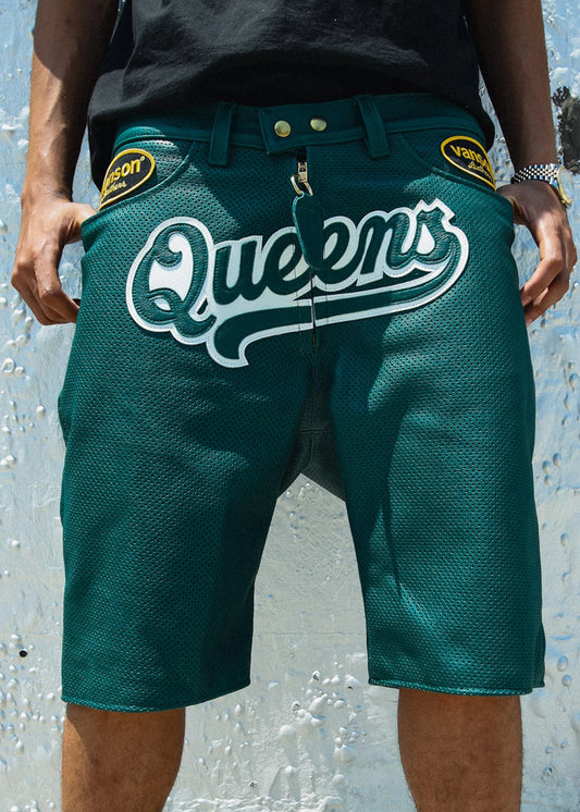 FLY GEENIUS X VANSON | LEATHER SHORTS | QUEENS - GREEN