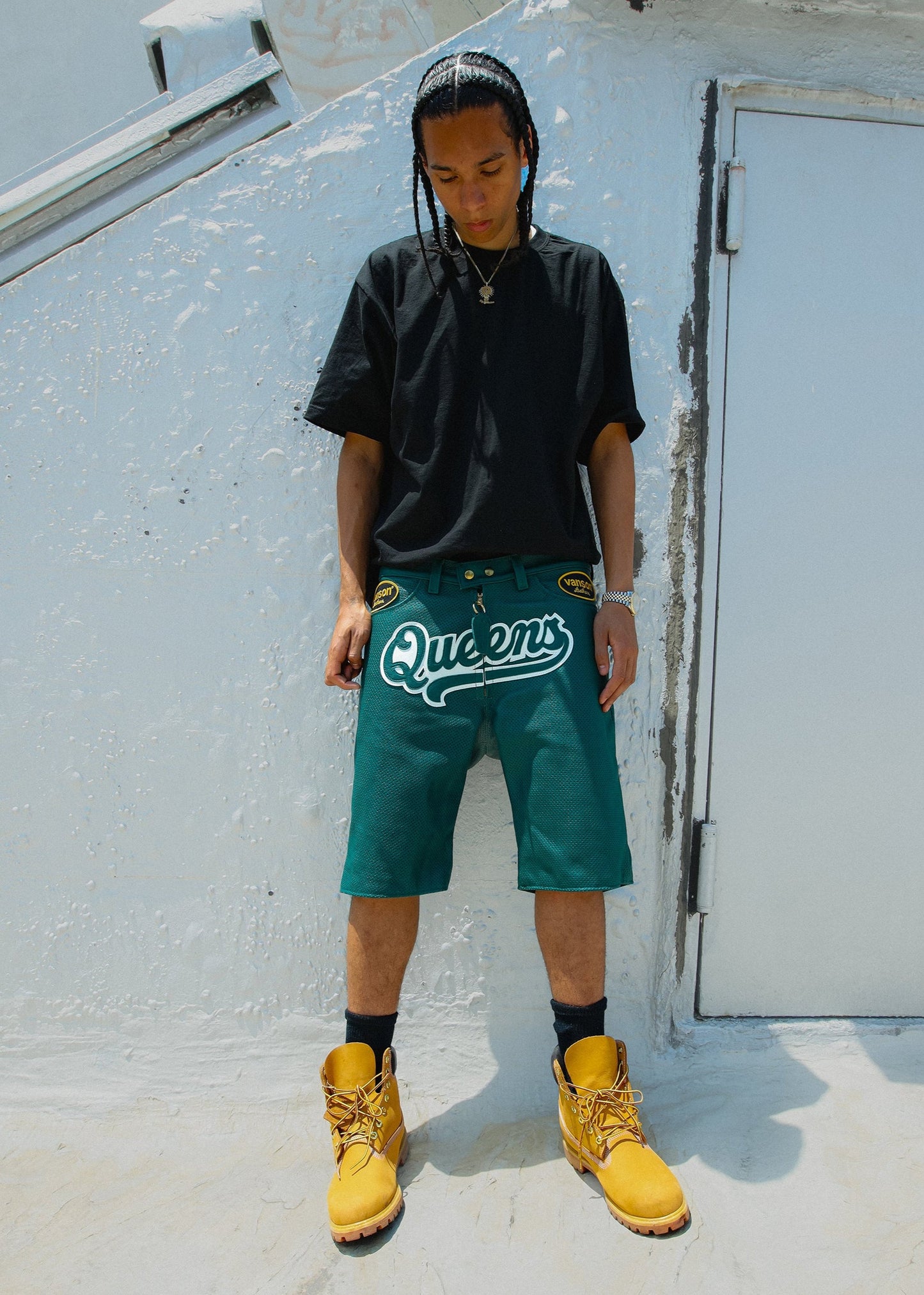 FLY GEENIUS X VANSON | LEATHER SHORTS | QUEENS - GREEN